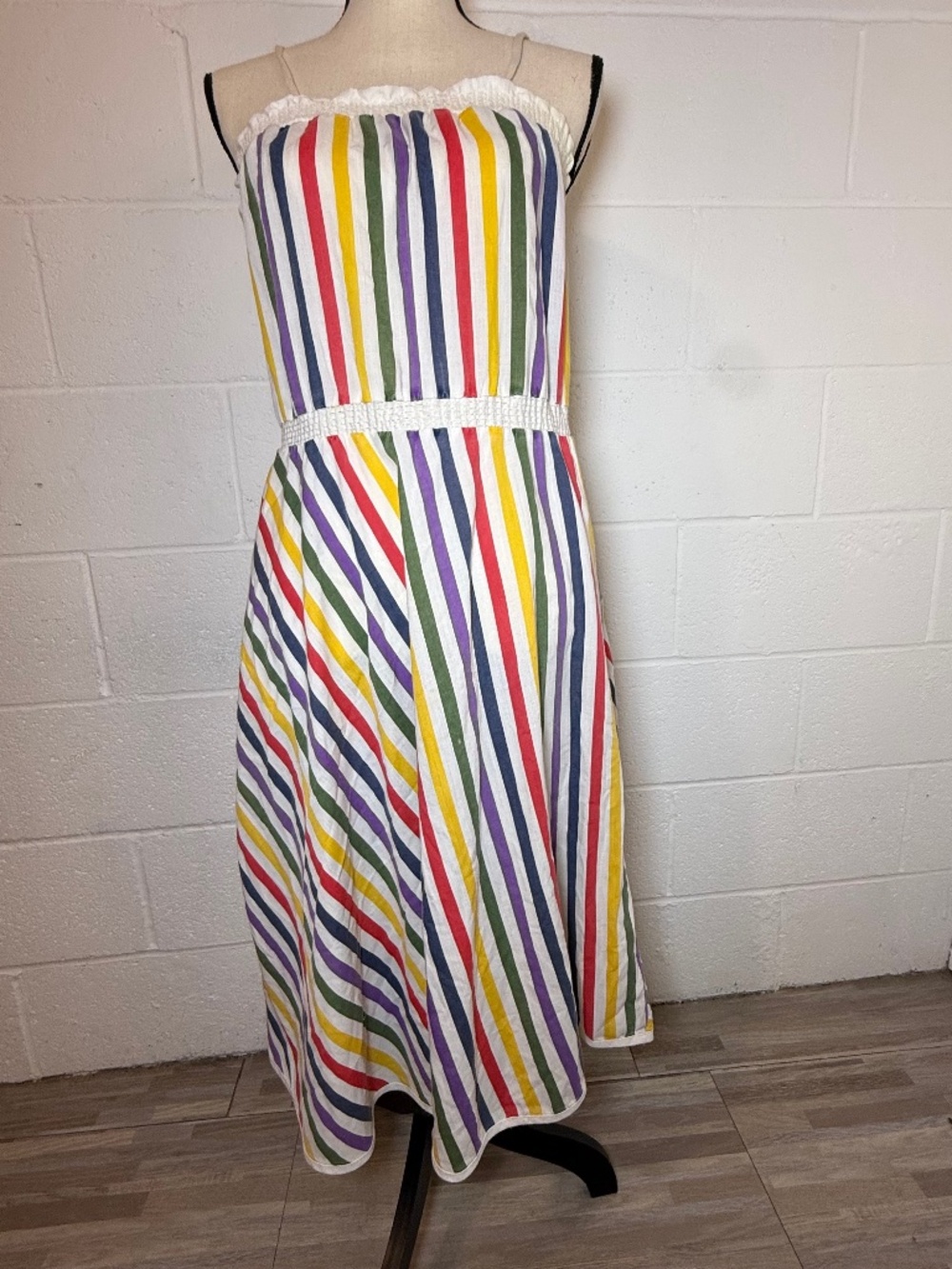 Vintage Retro Rainbow Striped Sundress